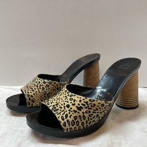 Charles Jourdan vintage leopard wooden heel